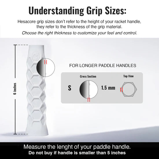 Hesacore Pickleball Elongated Grip - 6 Inches Long - Regular Soft Feel