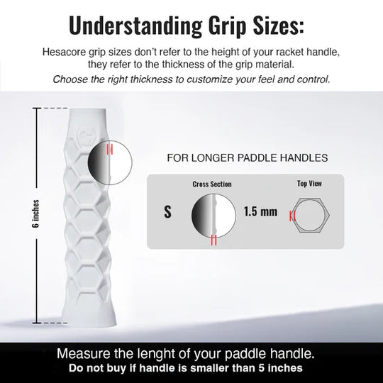 Hesacore Pickleball Elongated Grip - 6 Inches Long - Regular Soft Feel