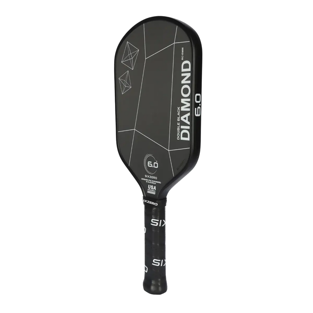 Pala de pickleball Six Zero Double Black Diamond Elongated Control de 15 mm