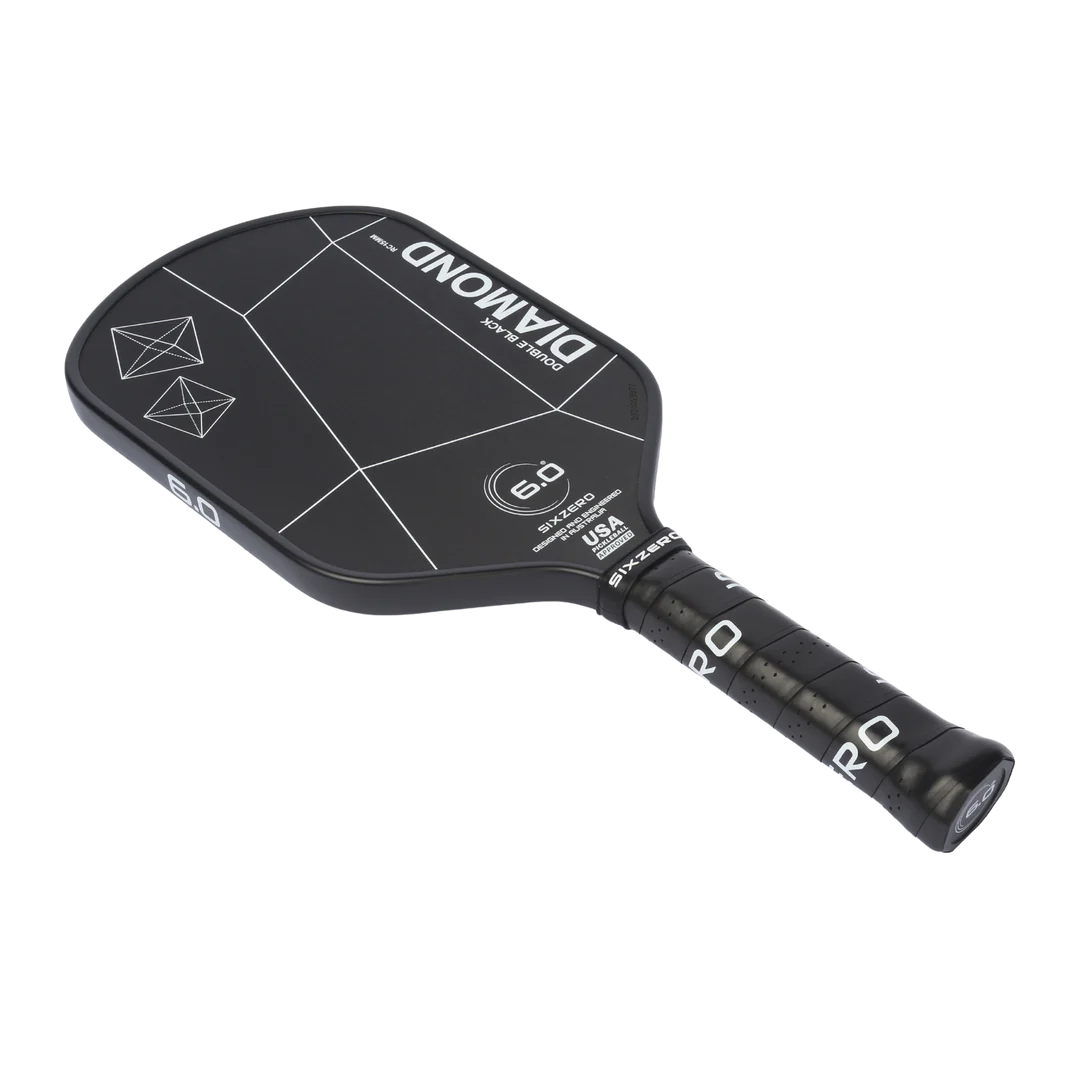 Pala de pickleball Six Zero Double Black Diamond Elongated Control de 15 mm