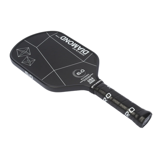 Pala de pickleball Six Zero Double Black Diamond Elongated Control de 15 mm