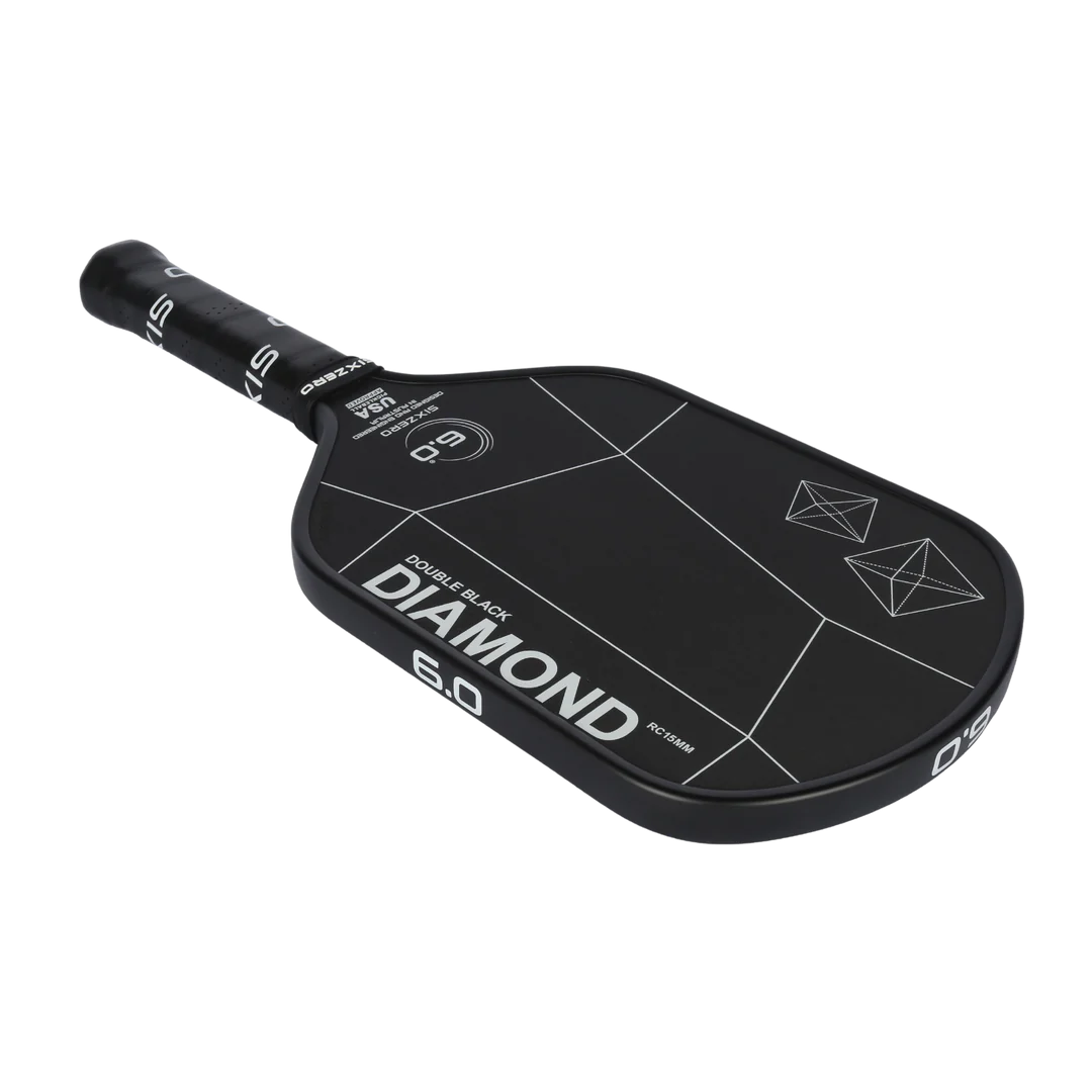 Pala de pickleball Six Zero Double Black Diamond Elongated Control de 15 mm