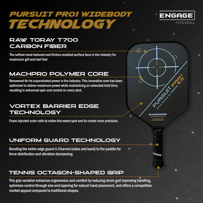 Engage Pursuit Pro1 6.0 宽体匹克球拍