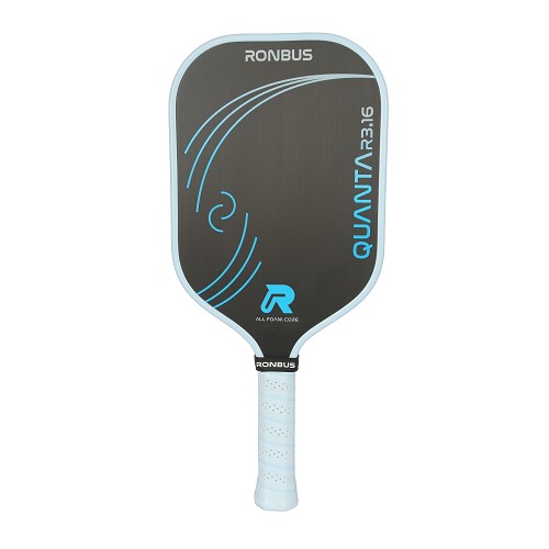 Pickleball paddle with Ronbus Quanta  branding on a black background