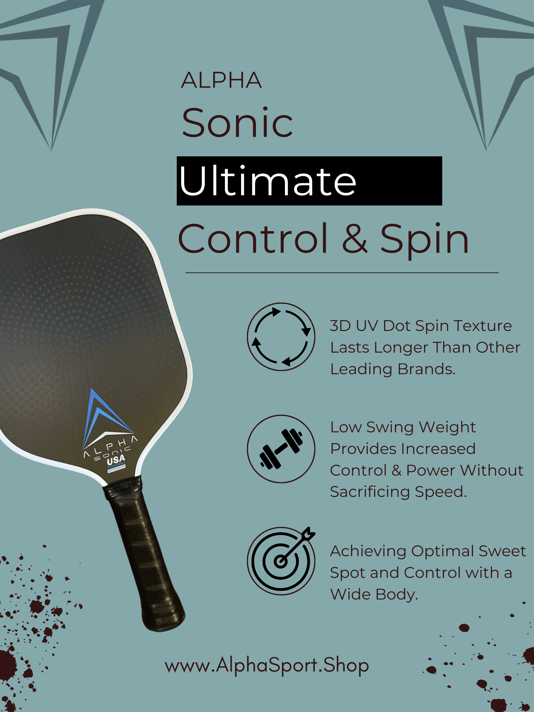 Alpha Sonic Wide Body 17mm Pickleball Paddle - Pickleball Paddle Shop