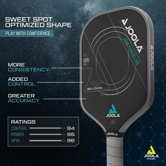 JOOLA BEN JOHNS PERSEUS Pickleball Paddle - Tech Spec Sheet