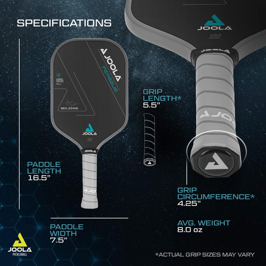 JOOLA BEN JOHNS PERSEUS Pickleball Paddle - Tech Spec Sheet