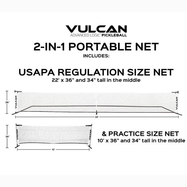 Vulcan Portable Pickleball 2-IN-1 Net System - Pickleball Paddle Shop