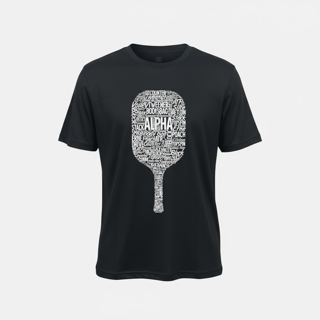 Alpha Pickleball Paddle Dri-fit T-Shirt — Close-Up