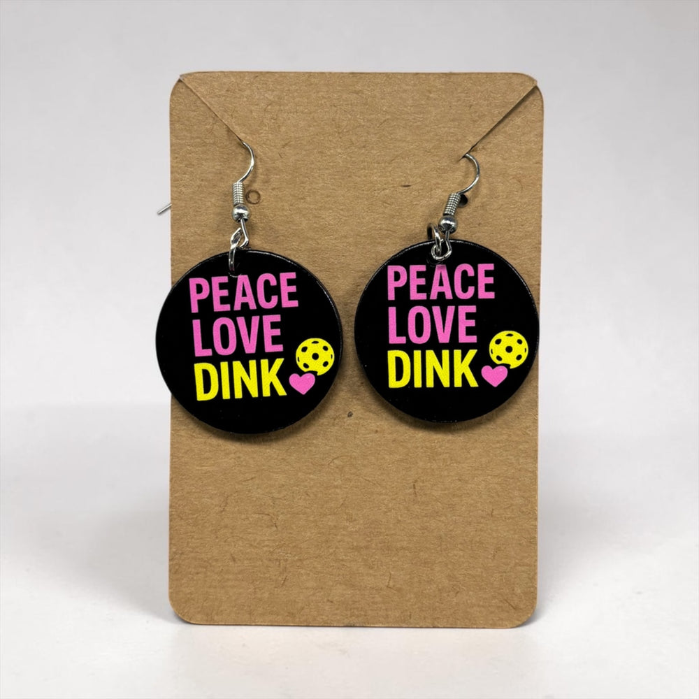 Circle Wooden Pickleball Earrings