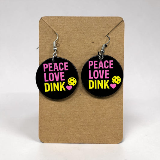 Circle Wooden Pickleball Earrings