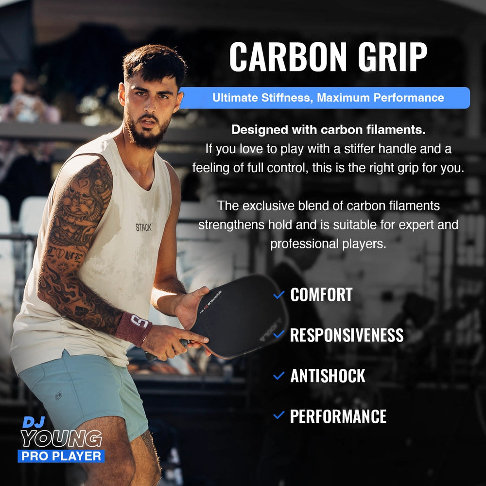 Hesacore Pickleball Carbon Grip - 5.25 Inches Long - Stiff Feel - Charcoal — Detail View