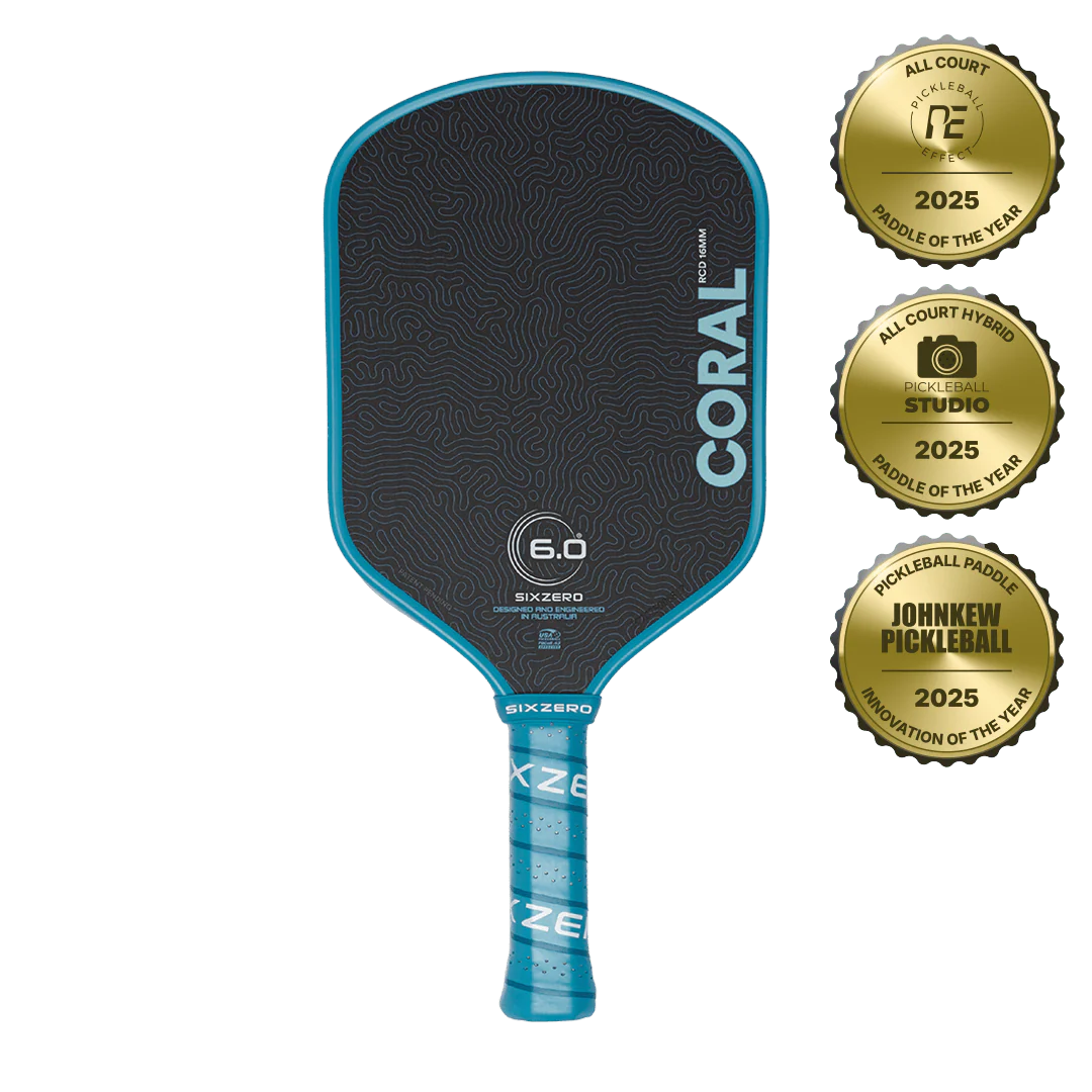 Six Zero Coral 16mm Elongated Pickleball Paddle