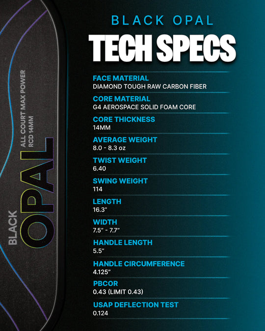 Six Zero Black Opal 14mm Pickleball Paddle