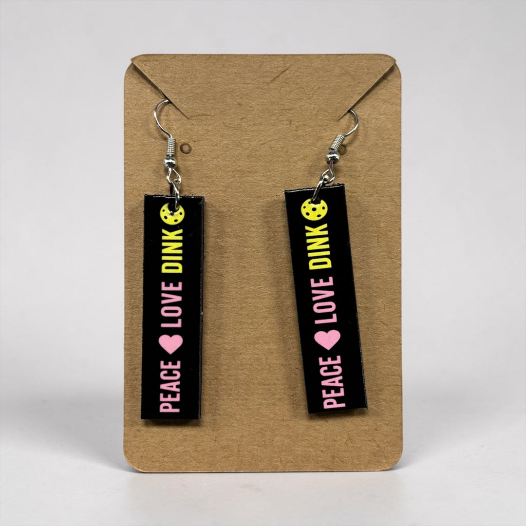 Slim Bar Wooden Pickleball Earrings