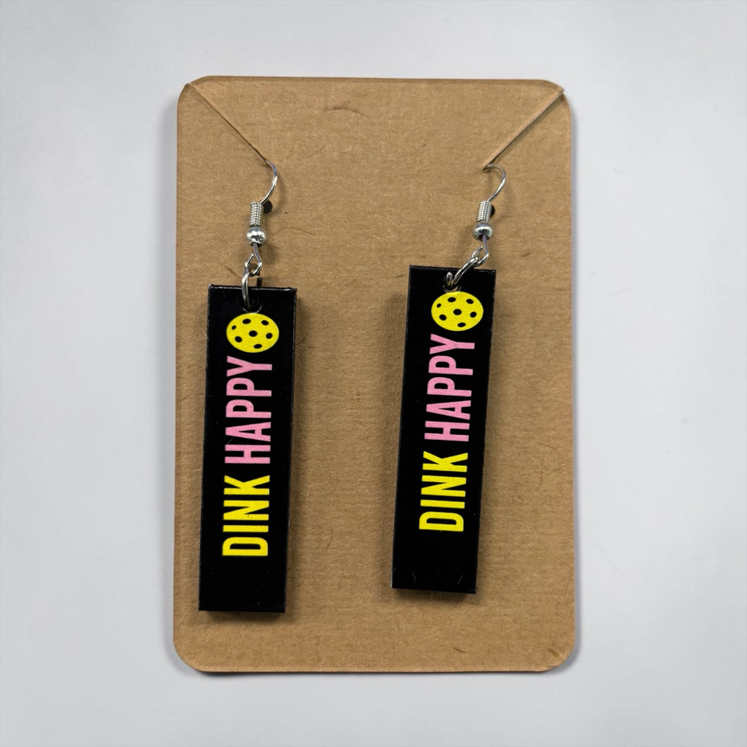 Slim Bar Wooden Pickleball Earrings