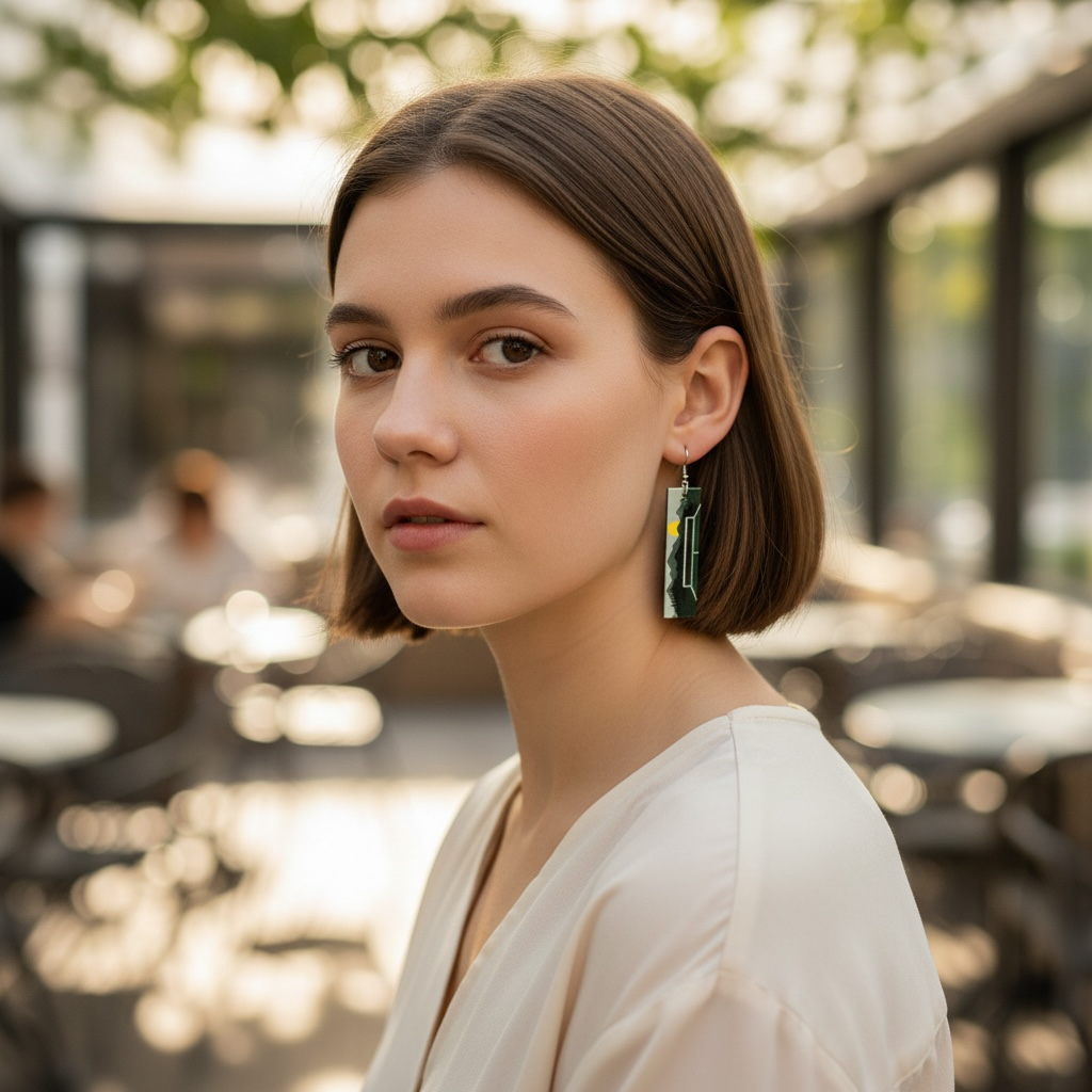 Slim Bar Wooden Pickleball Earrings