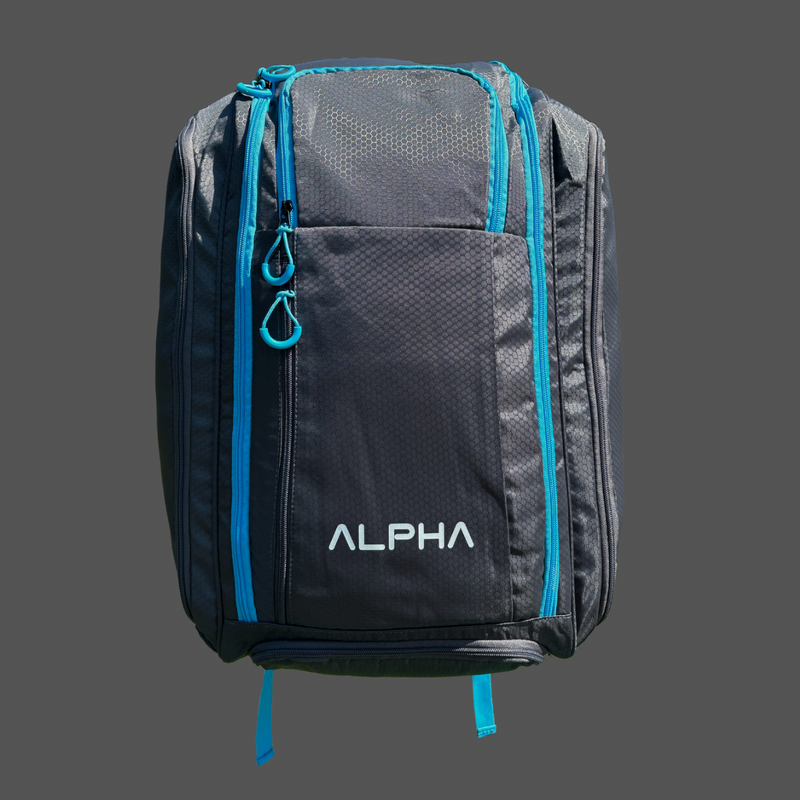Alpha Pickleball Tour Bag — charcoal/blue color front view
