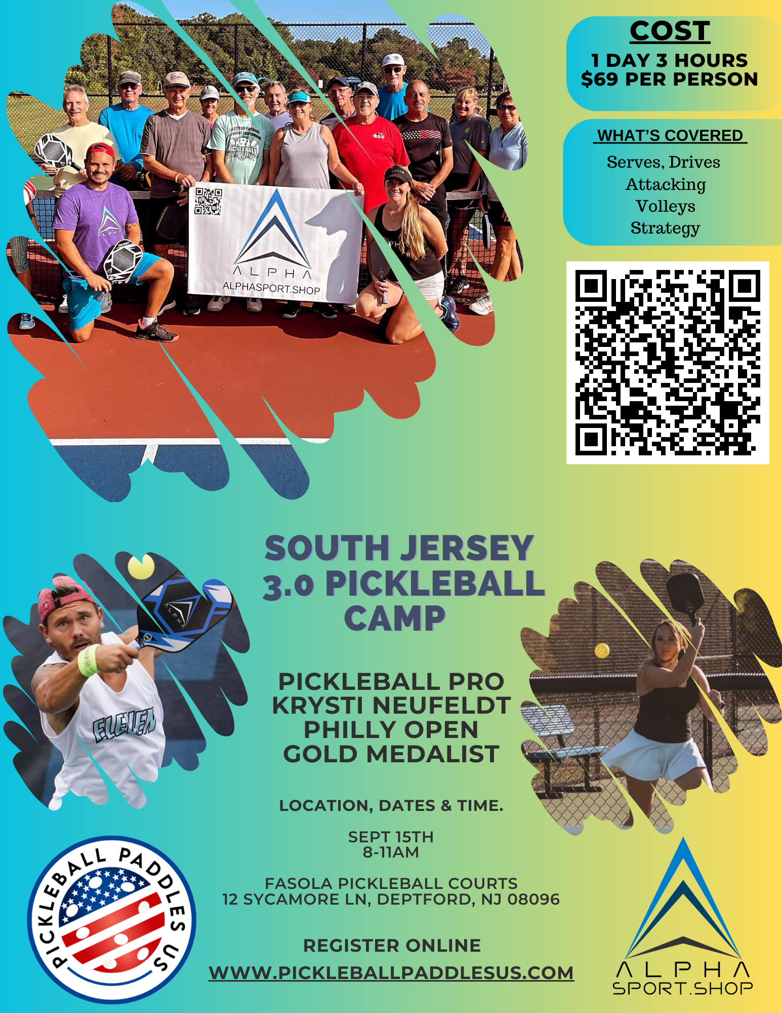 South Jersey 3.0 Pickleball Camp 1 Day Camp Sept 15th