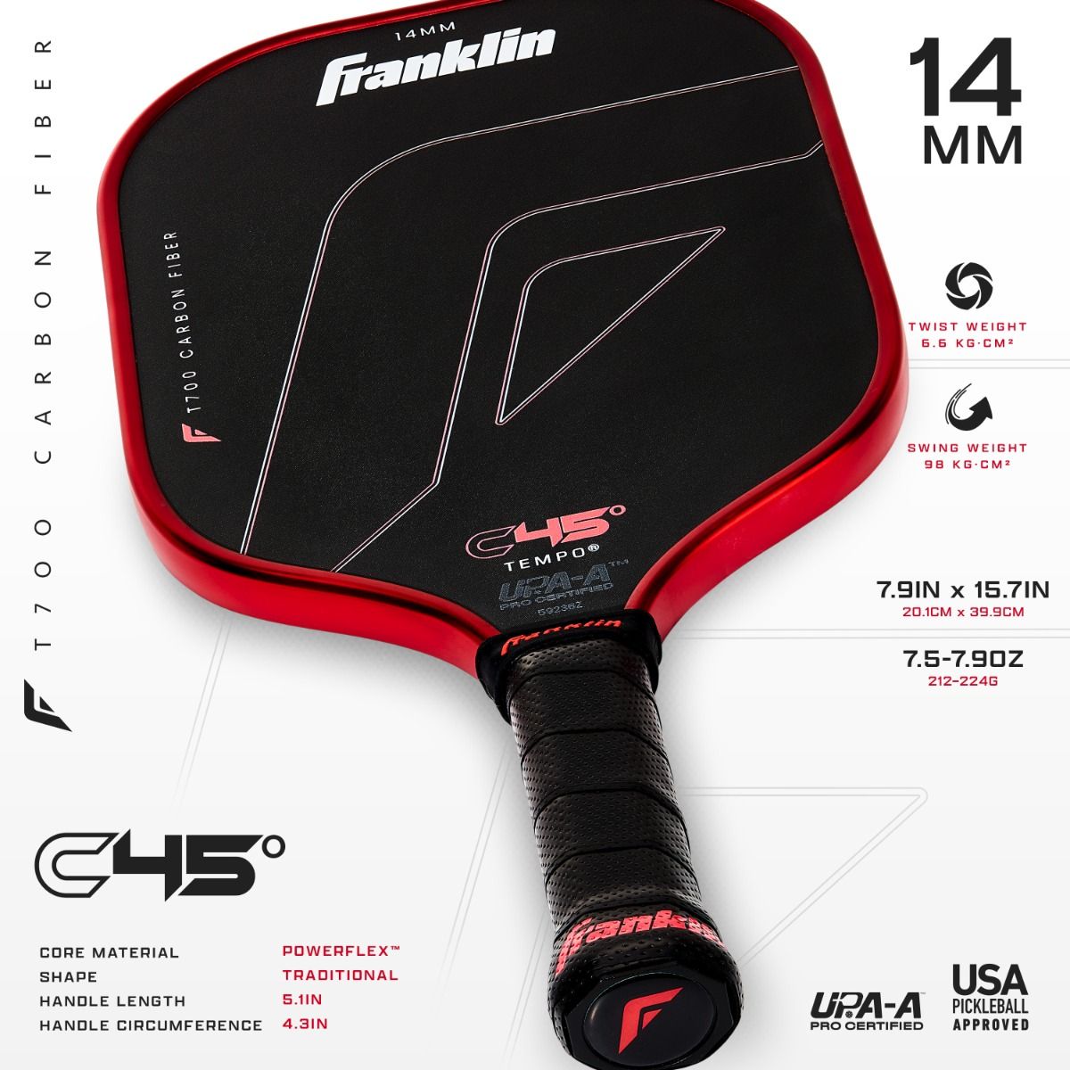 Franklin C45 Tempo Carbon Fiber | PPUS – Pickleball Paddles US