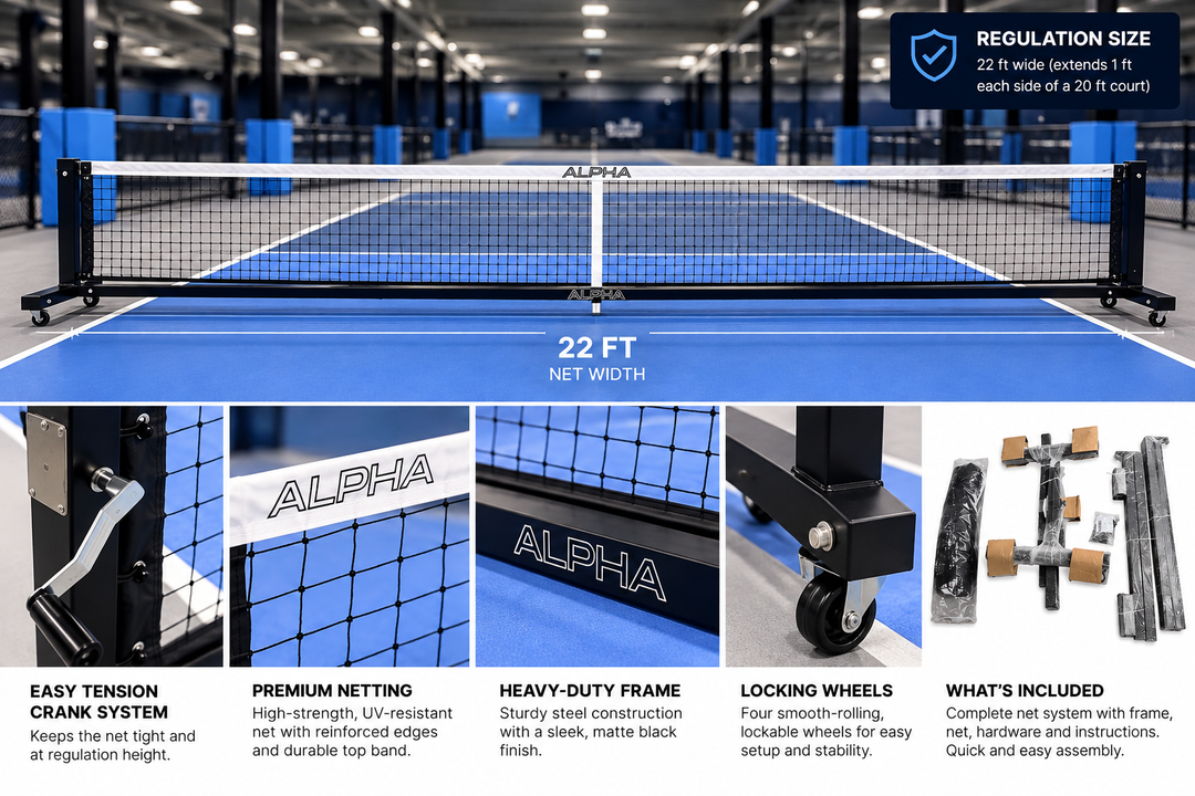 Alpha Semi Permanent Pickleball Net With Wheels