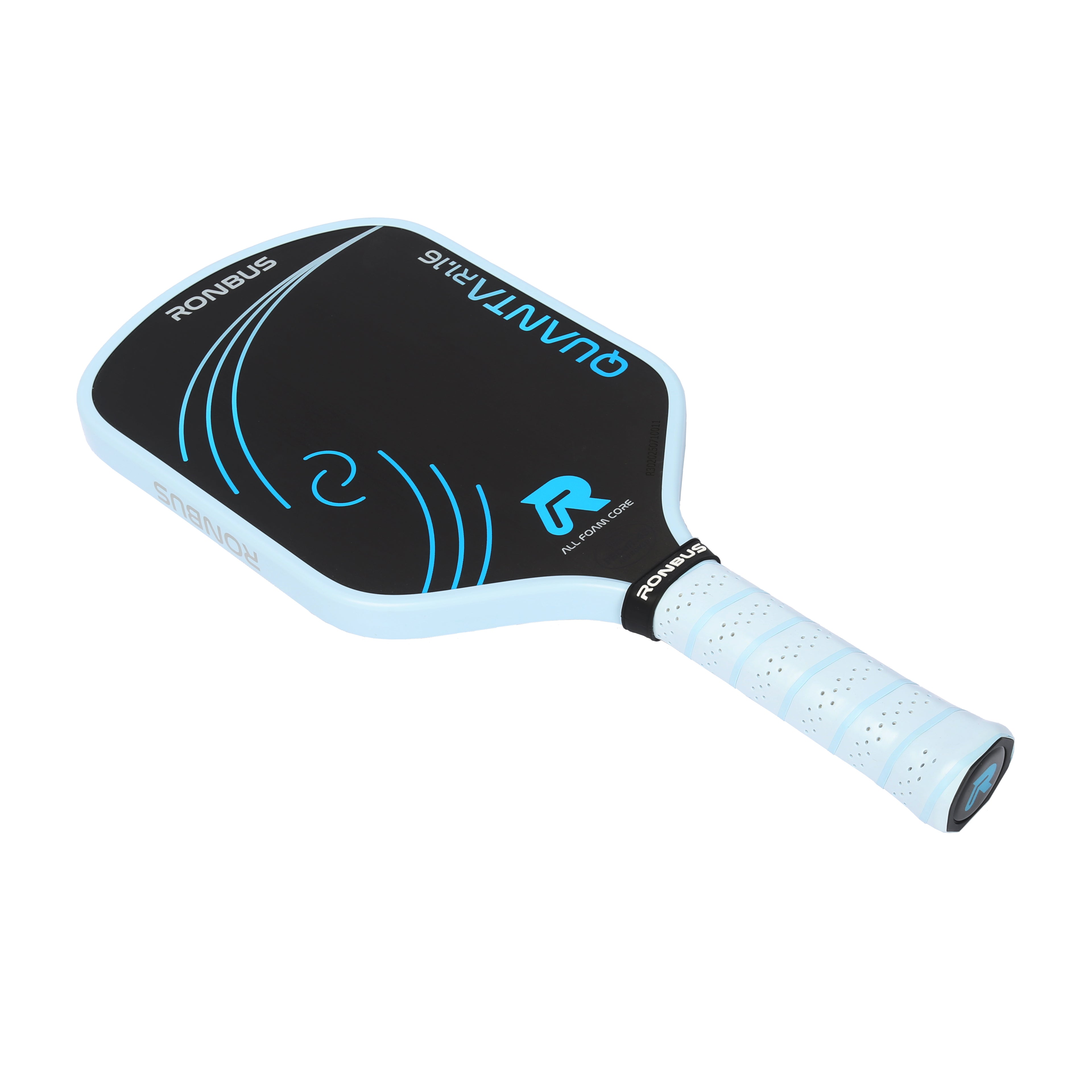 black paddle and white guard trim abd blue text
