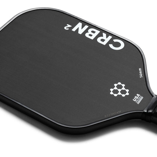 “CRBN² Carbon Widebody 16 mm pickleball paddle — raw T700 carbon face (Black/White)” (swap to 14 mm as needed)