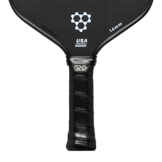 “CRBN² Carbon Widebody 16 mm pickleball paddle — raw T700 carbon face (Black/White)” (swap to 14 mm as needed)