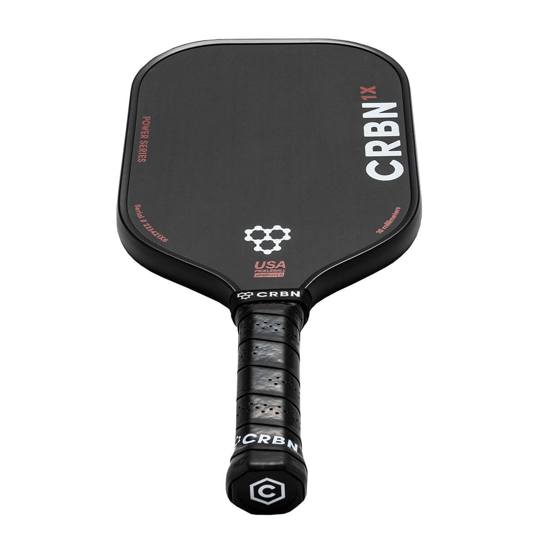 “CRBN¹ X 16mm Power elongated pickleball paddle with raw T700 carbon face (black)”