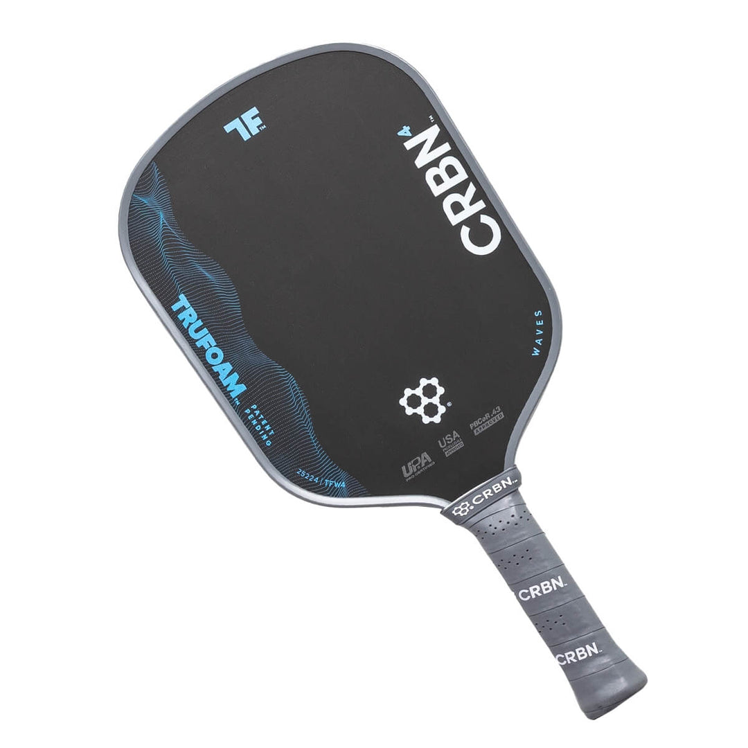 Pickleball paddle with CRBN branding on a white background