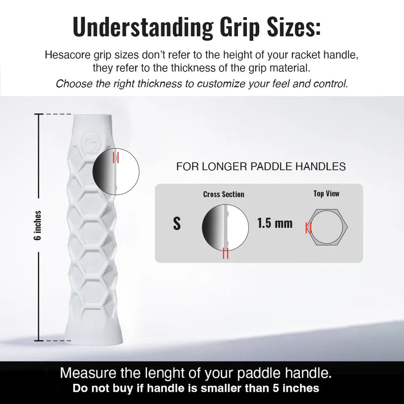 Hesacore Pickleball Grip Regular Soft Feel Elongated 6 Inches — Side View
