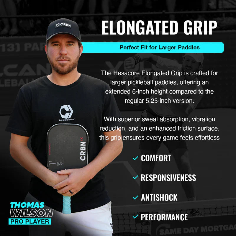 Hesacore Pickleball Grip Regular Soft Feel Elongated 6 Inches — Close-Up