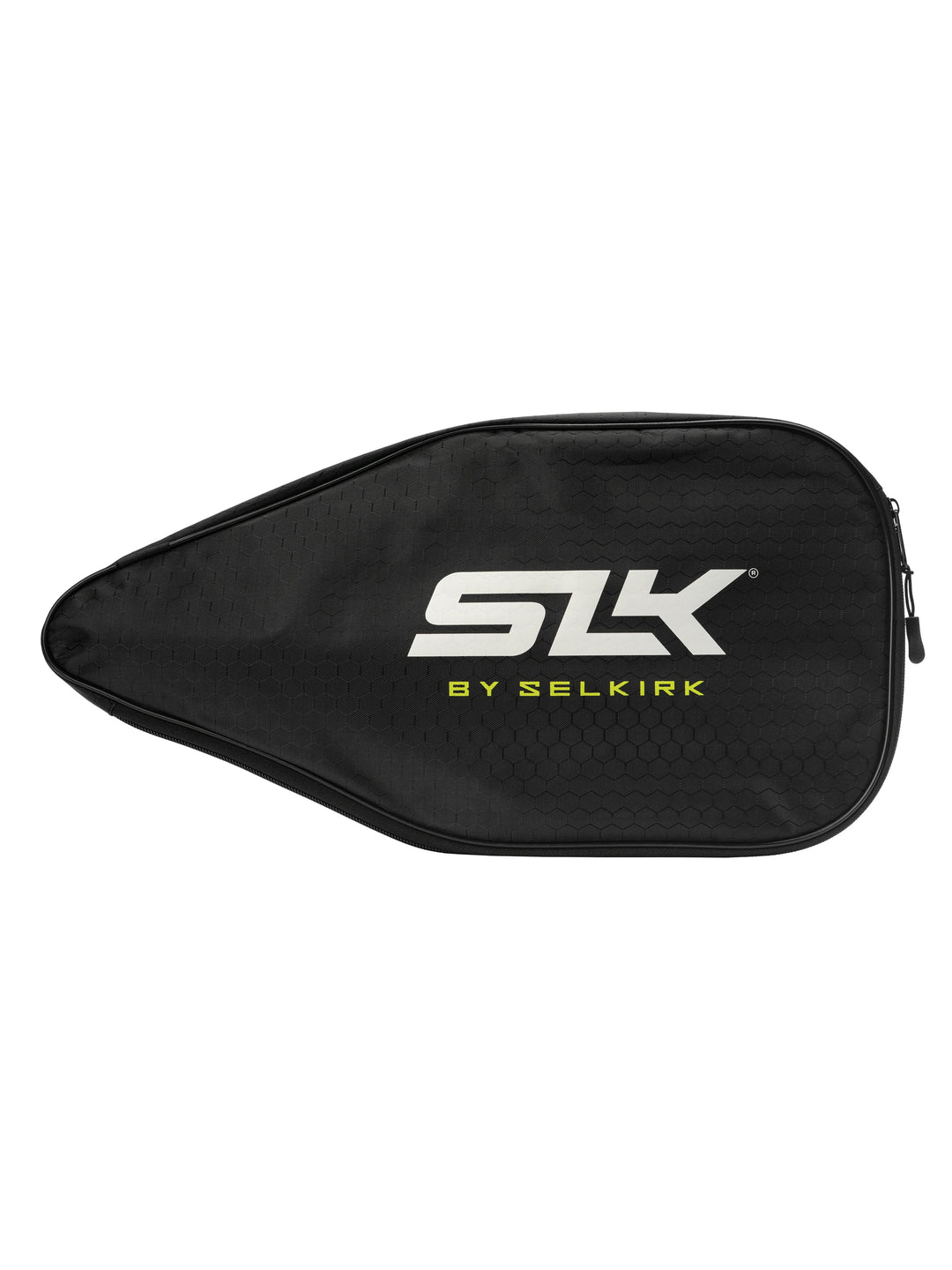 Side view of SLK pickleball paddle protective case black and volt
