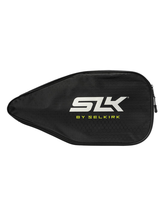 Side view of SLK pickleball paddle protective case black and volt