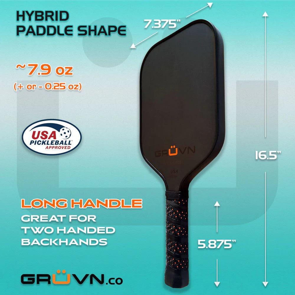 Gruvn RAW-16H Pickleball Paddle (Raw Carbon Fiber)